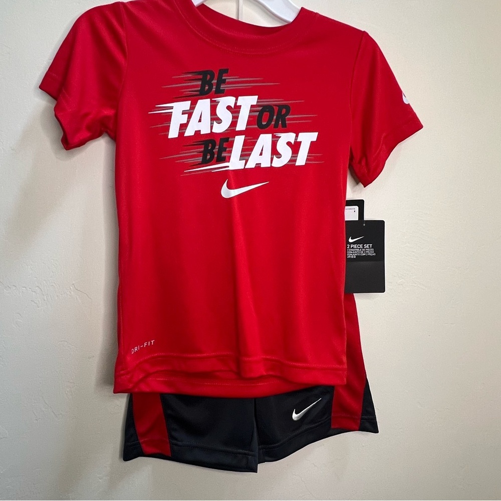 Nike Kids Red and Black Graphic Tee